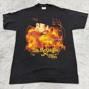 Vintage Tim McGraw Shirt Men Medium Set This Circus Down Tour 2001 Country Music